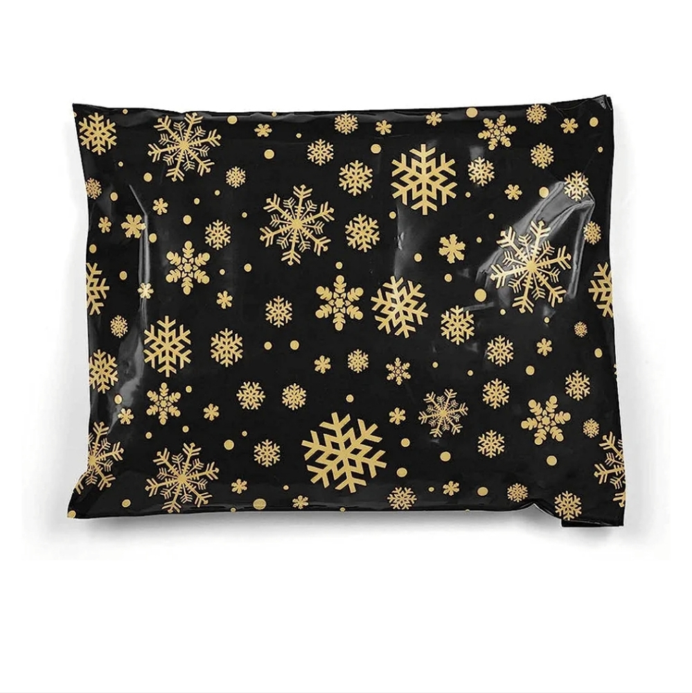 25ct Black/Gold Snowflake Mailers